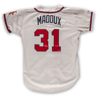 1995 Greg Maddux Atlanta Braves Game Worn Road Jersey with 30th Anniversary Patch
